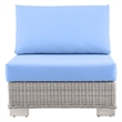 Modway Conway Rattan & Fabric Outdoor Patio Armless Chair in Gray/Light Blue