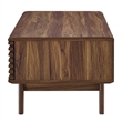 Modway Render Wood Coffee Table with Sliding Door in Walnut Finish