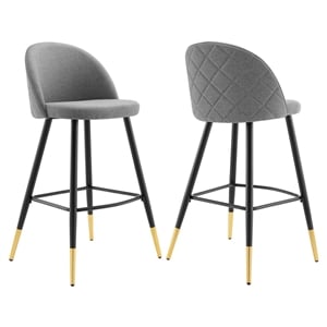 Modway Cordial 29.5&quot Fabric & Metal Bar Stools in Black/Light Gray (Set of 2)