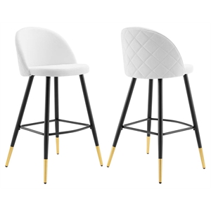 Modway Cordial 29.5&quot Fabric & Metal Bar Stools in Black/White (Set of 2)