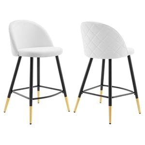 Modway Cordial 25.5&quot Fabric & Metal Counter Stools in Black/White (Set of 2)