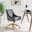 Modway Discern Modern Performance Velvet Swivel Office Chair in Gray/Gold