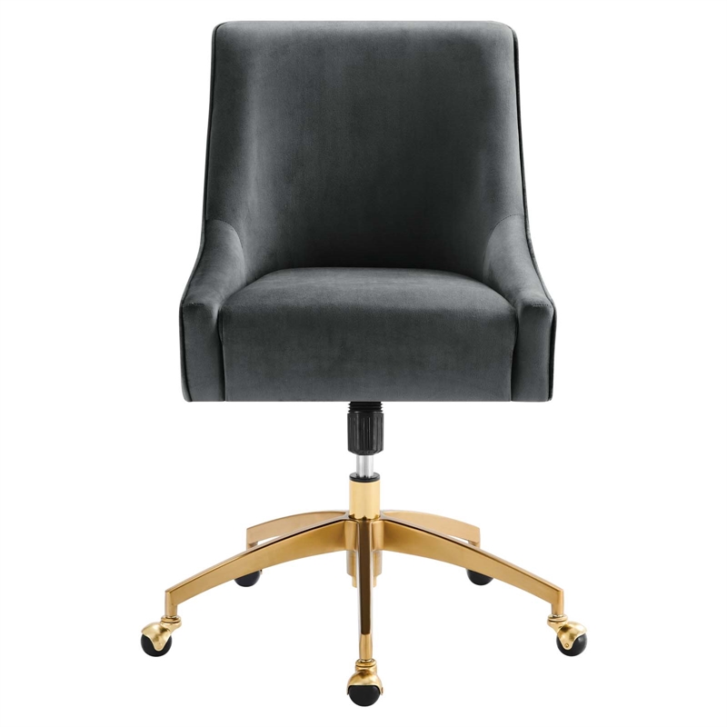 Modway Discern Modern Performance Velvet Swivel Office Chair in Gray/Gold