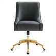 Modway Discern Modern Performance Velvet Swivel Office Chair in Gray/Gold