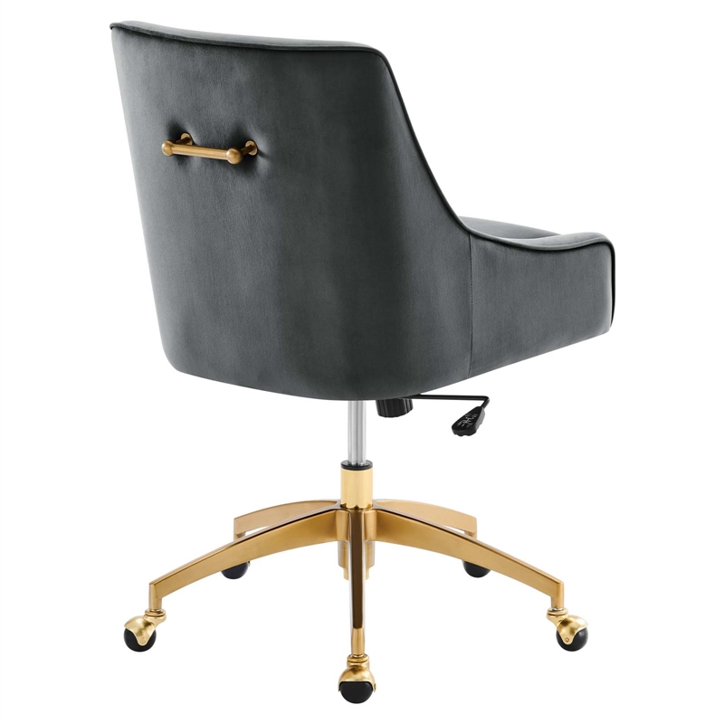 Modway Discern Modern Performance Velvet Swivel Office Chair in Gray/Gold