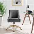 Modway Discern Modern Performance Velvet Swivel Office Chair in Gray/Gold