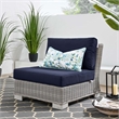 Modway Conway Rattan & Fabric Outdoor Patio Armless Chair in Light Gray/Navy