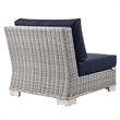 Modway Conway Rattan & Fabric Outdoor Patio Armless Chair in Light Gray/Navy