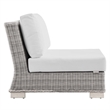 Modway Conway Rattan & Fabric Outdoor Patio Armless Chair in Light Gray/White