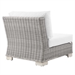 Modway Conway Rattan & Fabric Outdoor Patio Armless Chair in Light Gray/White