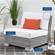 Modway Conway Rattan & Fabric Outdoor Patio Armless Chair in Light Gray/White