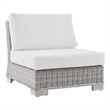Modway Conway Rattan & Fabric Outdoor Patio Armless Chair in Light Gray/White