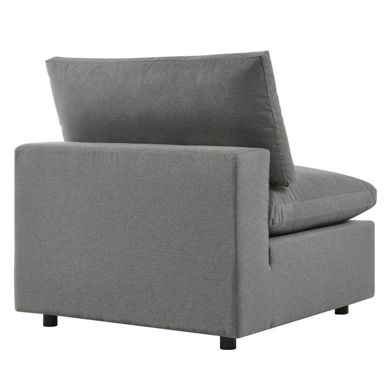 Modway Commix Modern Fabric Overstuffed Outdoor Patio Armless Chair in Charcoal