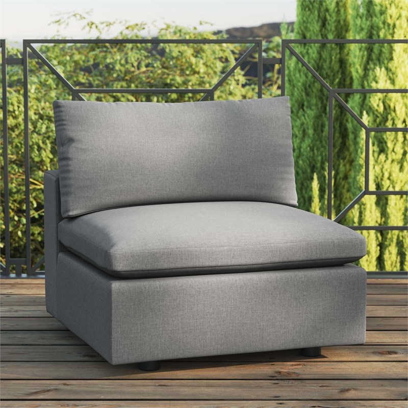 Modway Commix Modern Fabric Overstuffed Outdoor Patio Armless Chair in Charcoal
