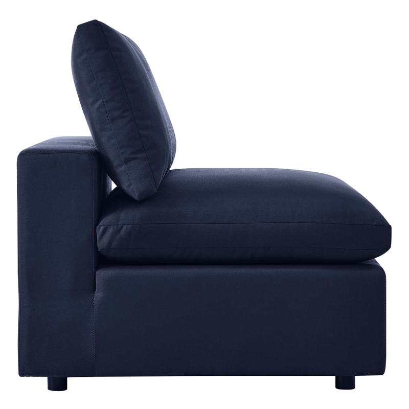 Modway Commix Modern Fabric Overstuffed Outdoor Patio Armless Chair in Navy