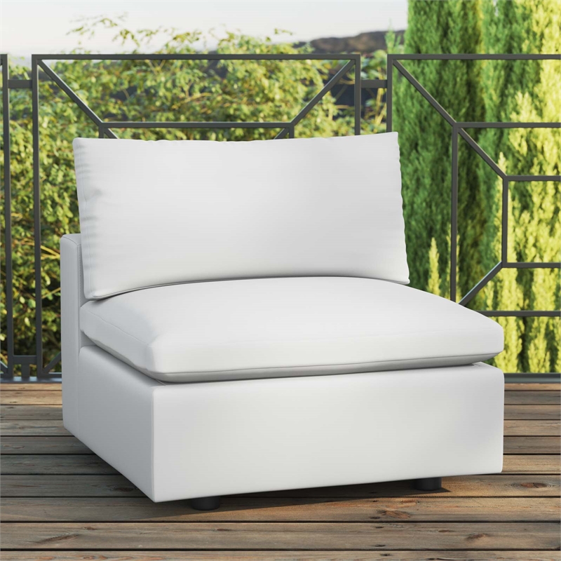Modway Commix Modern Fabric Overstuffed Outdoor Patio Armless Chair in White