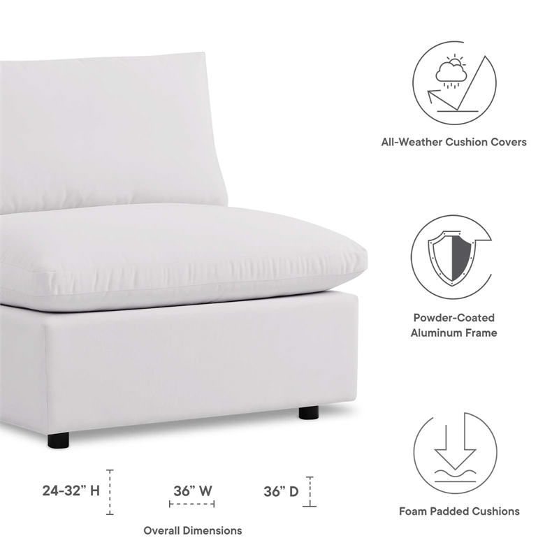 Modway Commix Modern Fabric Overstuffed Outdoor Patio Armless Chair in White