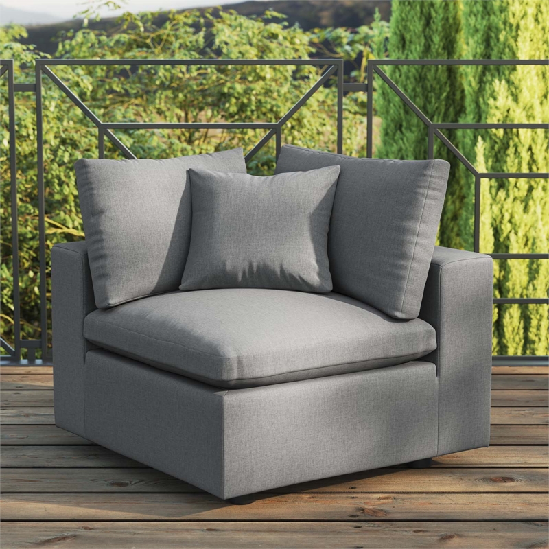 Modway Commix Modern Fabric Overstuffed Outdoor Patio Corner Chair in Charcoal