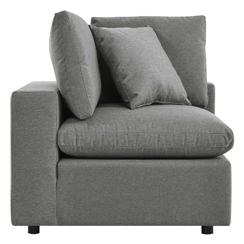 Modway Commix Modern Fabric Overstuffed Outdoor Patio Corner Chair in Charcoal