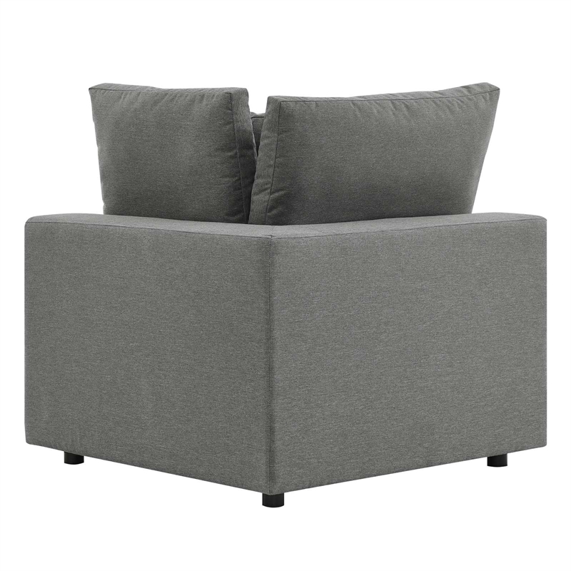 Modway Commix Modern Fabric Overstuffed Outdoor Patio Corner Chair in Charcoal