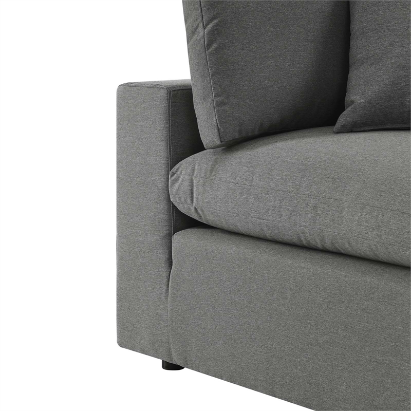 Modway Commix Modern Fabric Overstuffed Outdoor Patio Corner Chair in Charcoal