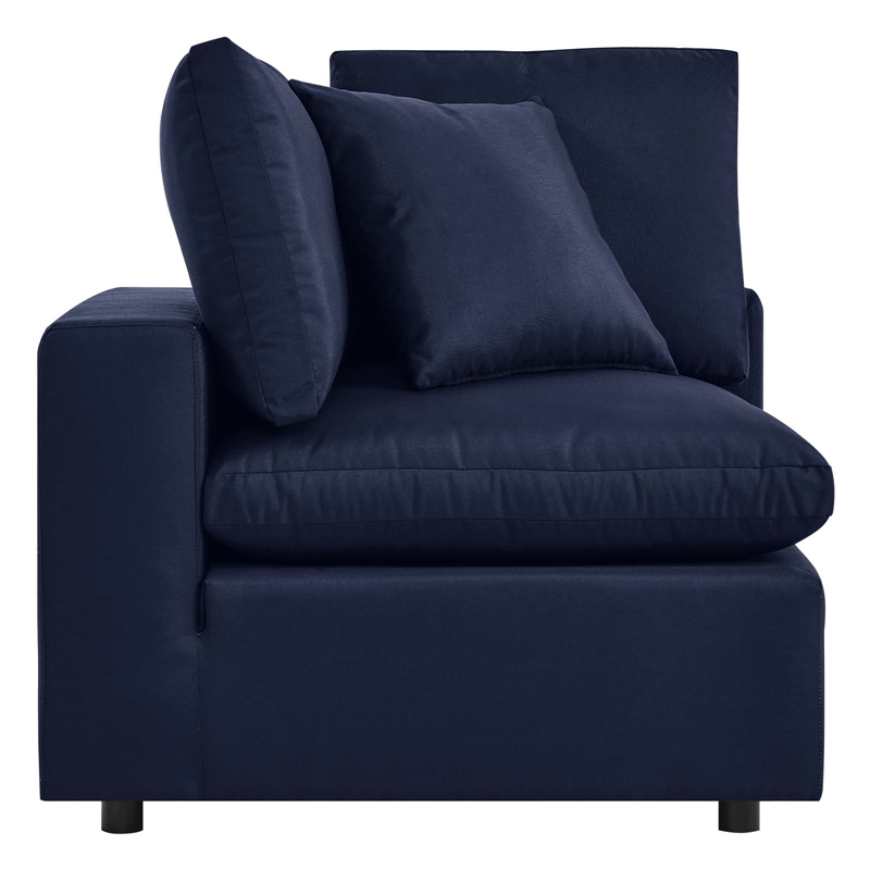 Modway Commix Modern Fabric Overstuffed Outdoor Patio Corner Chair in Navy