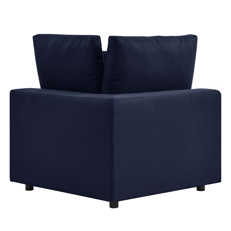 Modway Commix Modern Fabric Overstuffed Outdoor Patio Corner Chair in Navy