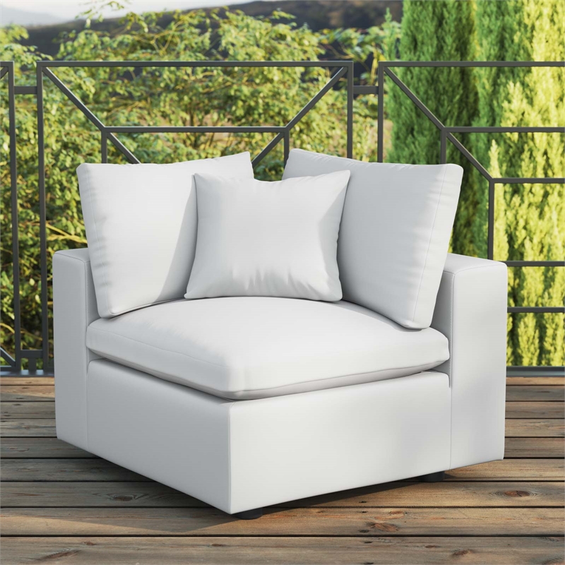 Modway Commix Modern Fabric Overstuffed Outdoor Patio Corner Chair in White