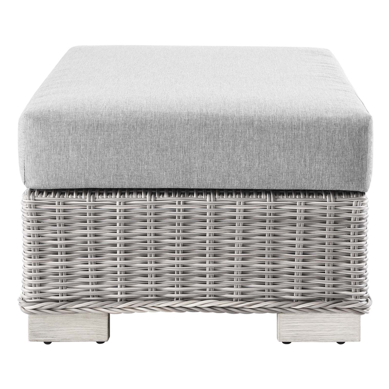 Modway Conway 2-Piece Rattan/Fabric Patio Armchair and Ottoman Set in Gray