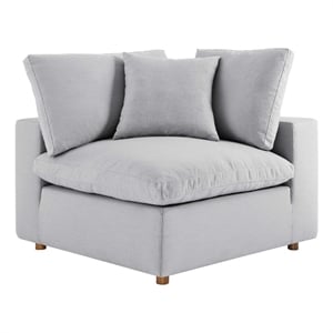 Modway Commix Fabric Down Filled Overstuffed Corner Chair in Light Gray