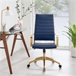 Modway Jive Faux Leather Stainless Steel Highback Office Chair in Gold/Navy