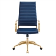 Modway Jive Faux Leather Stainless Steel Highback Office Chair in Gold/Navy
