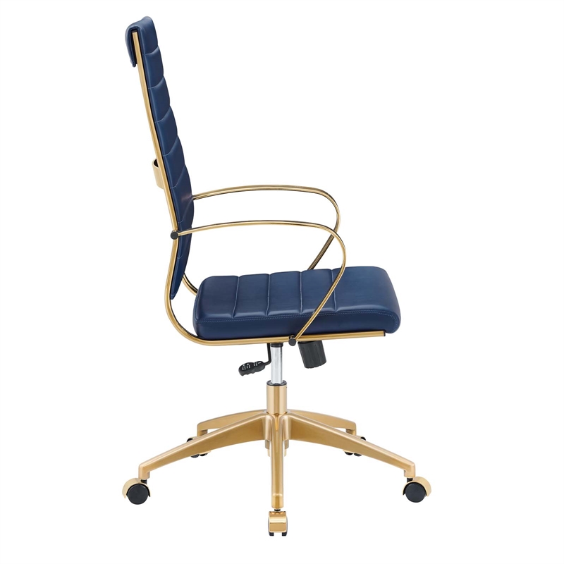 Modway Jive Faux Leather Stainless Steel Highback Office Chair in Gold/Navy