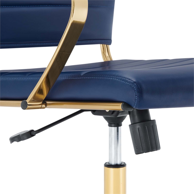 Modway Jive Faux Leather Stainless Steel Highback Office Chair in Gold/Navy