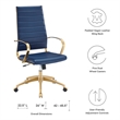 Modway Jive Faux Leather Stainless Steel Highback Office Chair in Gold/Navy