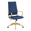 Modway Jive Faux Leather Stainless Steel Highback Office Chair in Gold/Navy