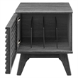 Modway Render Wood & Vinyl Record Display Stand with Hinged Door in Charcoal