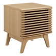 Modway Render Wood & Vinyl Record Display Stand with Hinged Door in Oak