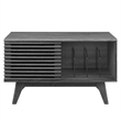 Modway Render Wood & Vinyl Record Display Stand with Sliding Door in Charcoal