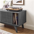 Modway Render Wood & Vinyl Record Display Stand with Sliding Door in Charcoal
