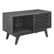 Modway Render Wood & Vinyl Record Display Stand with Sliding Door in Charcoal