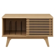 Modway Render Wood & Vinyl Record Display Stand with Sliding Door in Oak