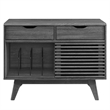 Modway Render Wood & Vinyl Record Display Stand with 2 Drawers in Charcoal