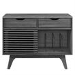 Modway Render Wood & Vinyl Record Display Stand with 2 Drawers in Charcoal