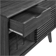 Modway Render Wood & Vinyl Record Display Stand with 2 Drawers in Charcoal