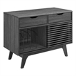 Modway Render Wood & Vinyl Record Display Stand with 2 Drawers in Charcoal