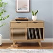 Modway Render Wood & Vinyl Record Display Stand with 2 Drawers in Oak
