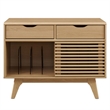Modway Render Wood & Vinyl Record Display Stand with 2 Drawers in Oak