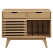 Modway Render Wood & Vinyl Record Display Stand with 2 Drawers in Oak
