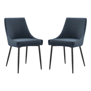 Modway Viscount 19&quot Fabric Dining Chairs in Black/Azure Blue (Set of 2)